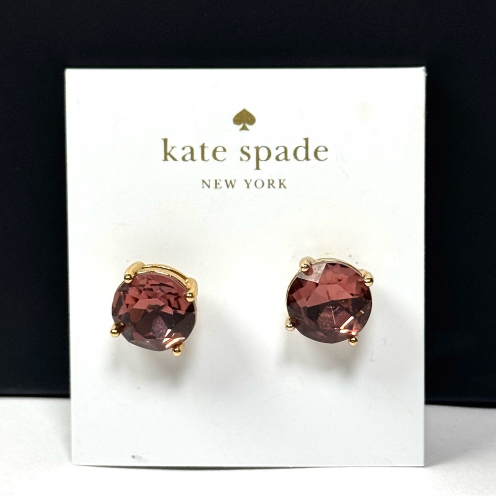 kate spade Gold-Tone Stud Earrings with Mauve/Burgundy Crystals